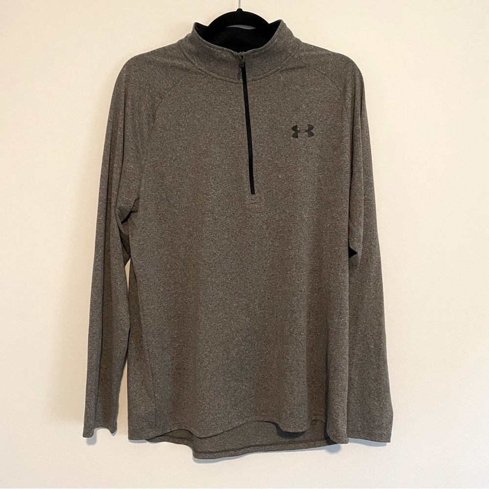 UNDER ARMOUR men’s heatgear long sleeve 1/2 zip with loose fit | size LG
